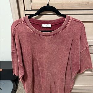 Zenana Outfitters Maroon Oversized Short Sleeve T-Shirt